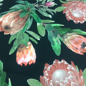 Pastel Black Protea 100% Cotton