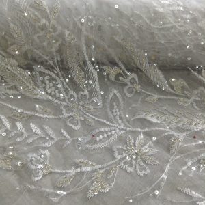 Sequins Floral White Lace