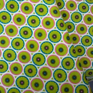 Polycotton Green Circles