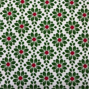Polycotton Green Flower