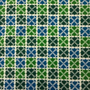 Polycotton Green Blue Uniform Print