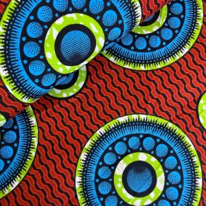 Wax Print Circle Pattern on Red