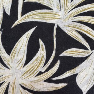 Flowers on Black Linen Look