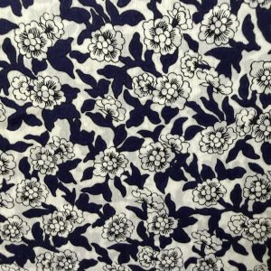 Tana Lawn - Navy White Flowers