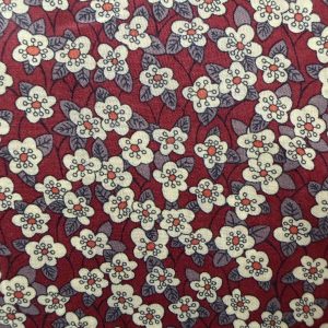 Tana Lawn - Cream Flowers on Burgundy