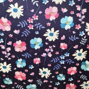 Navy Flowers 3 100% Cotton