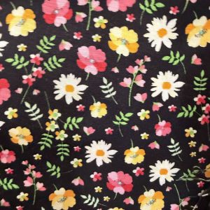 Black Flowers 1 100% Cotton