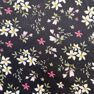 Daisy Garden on Black 100% Cotton