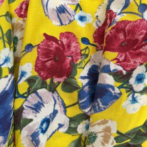 Flowers on Yellow Viscose