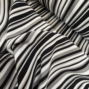 Grey, Black and White Stripe Viscose