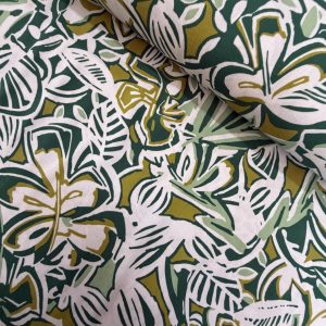 Green Flower Drawing Viscose