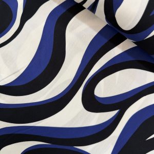 Blue and Black Abstract Viscose