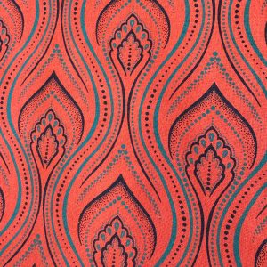 Shweshwe 3 Cats - Red Orange Waves