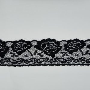 Black Floral Raschel Lace Trim