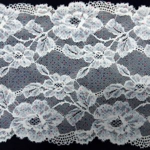 White Lace Fabric with Flowers