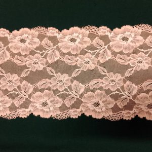 Peach Pink Floral Raschel Lace