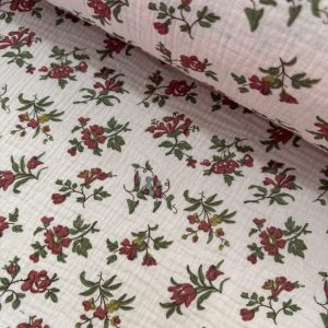 Flower Stems on Light Pink Muslin