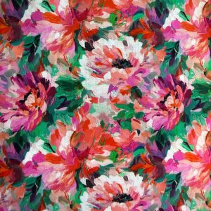 Pink Watercolour Flowers Viscose
