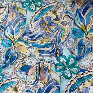 Abstract Blue Tones Garden Viscose