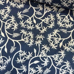 Flower Vine Navy 100% Cotton