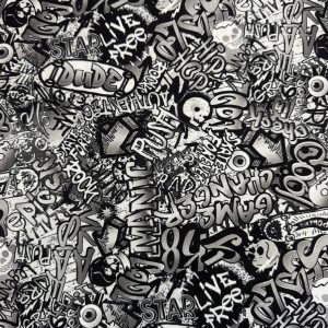 Greyscale Graffiti 100% Cotton