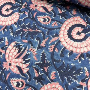 Pink Blue Print 100% Cotton